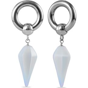 PONWAG 2g Ear Hanger Heavy Dangle Gauge Plug For Women 6mm Ear Weight For Stretched Ears Opal Gauge Tunnels For Ear Women Body Piercing Jewelry