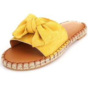 YYW الشرائح للنساء الصنادل المسطحة الانزلاق على الصنادل المفتوحة تو نمط عارضة مع زخرفة Bowknot للصيف في الهواء الطلق داخلي