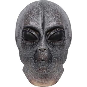 Pigmiss Scary Realistic Alien Face Mask Full Head Latex Monster Masks Halloween Adult Cosplay Costume Party Creepy Props Silver in Kuwait