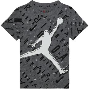 تي شيرت Jordan Boy's Jumpman HBR مطبوع بالكامل بأكمام قصيرة (الأطفال الصغار/الأطفال الصغار) Carbon Heather 6 (طفل صغير) in Kuwait