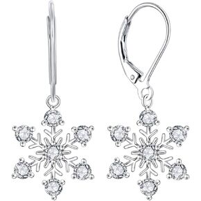 JO WISDOM 925 فضة استرليني أبيض/أزرق تشيكوسلوفاكيا ندفة الثلج Leverback أقراط قطرة وأقراط متدلية in Kuwait