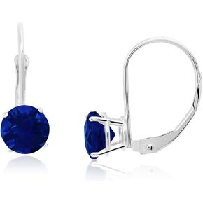 Solid 10k White or Yellow Gold Gemstone Dangle Earrings for Women with Leverback 6 mm Round Birthstone Earrings by MAX + STONE in Kuwait