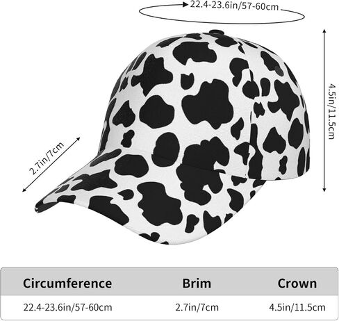 ASYG Cow Print Baseball Caps for Outdoor Sports Fashion Cow Print Hats Women's Cow Adjustable Cap in Saudi Arabia