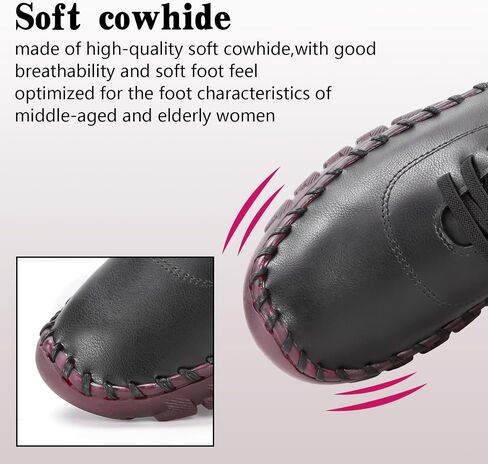 Women's Soft-Soled Flat Shoes Soft Tendon Flat-Soled Loafers Breathable Round-Toe Non-Slip Breathable Mother's Casual Walking Shoes Length of Shoe 245CM Black in Saudi Arabia