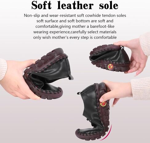 Women's Soft-Soled Flat Shoes Soft Tendon Flat-Soled Loafers Breathable Round-Toe Non-Slip Breathable Mother's Casual Walking Shoes Length of Shoe 245CM Black in Saudi Arabia