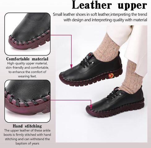 Women's Soft-Soled Flat Shoes Soft Tendon Flat-Soled Loafers Breathable Round-Toe Non-Slip Breathable Mother's Casual Walking Shoes Length of Shoe 245CM Black in Saudi Arabia