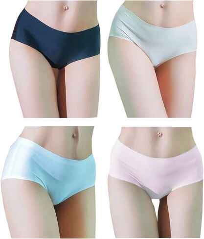 FASXIR Sexy Seamless Underwear Ice Silk Comfy Pouch Bikini Underwear Thongs Breathable Briefs Panties for Women Men Pack of 4 in Saudi Arabia