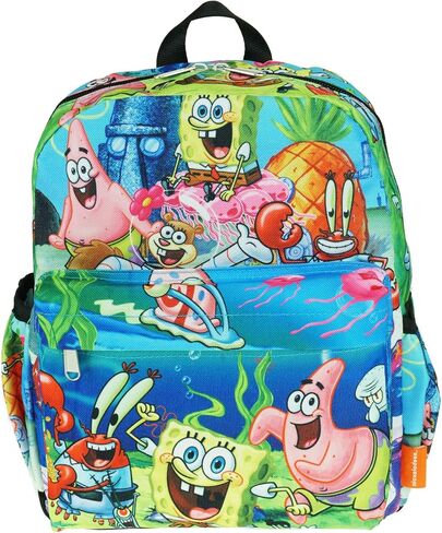 KBNL SpongeBob 12 inch Deluxe Allover Print Daypack - A21204, Multicolor, Medium in Saudi Arabia