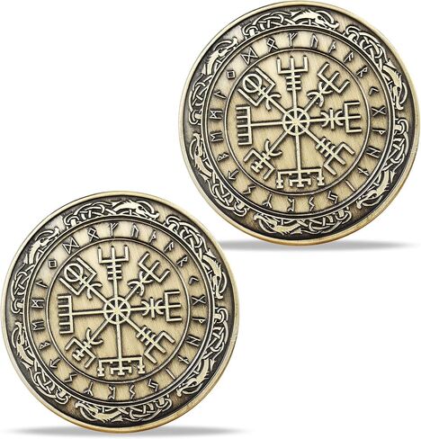 Viking Protection Symbol Nordic Mythology Amulet Coin Set of 5 in Saudi Arabia