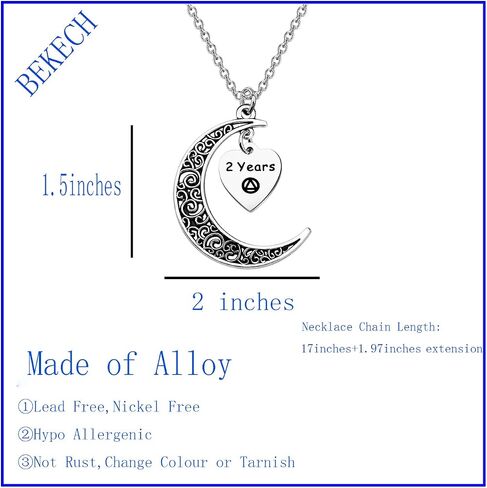 BEKECH AA Sobriety Anniversary Necklace 6 Month 1 Year 2 Year 3 Year Alcohol Addiction Recovery Gift for Stay Sober Warrior in Saudi Arabia