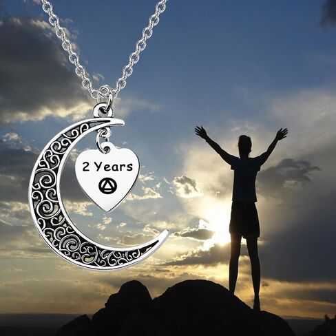 BEKECH AA Sobriety Anniversary Necklace 6 Month 1 Year 2 Year 3 Year Alcohol Addiction Recovery Gift for Stay Sober Warrior in Saudi Arabia