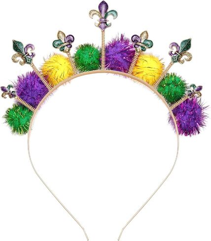 عصابات رأس CEALXHENY Mardi Gras للنساء، إكسسوارات Mardi Gras، قناع فلور دي ليز، أربطة شعر كرنفال موكب مفضلات الحفلات in Saudi Arabia