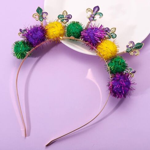 عصابات رأس CEALXHENY Mardi Gras للنساء، إكسسوارات Mardi Gras، قناع فلور دي ليز، أربطة شعر كرنفال موكب مفضلات الحفلات in Saudi Arabia