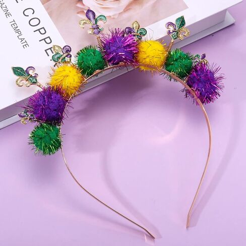 عصابات رأس CEALXHENY Mardi Gras للنساء، إكسسوارات Mardi Gras، قناع فلور دي ليز، أربطة شعر كرنفال موكب مفضلات الحفلات in Saudi Arabia