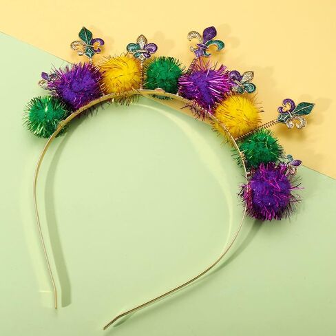 عصابات رأس CEALXHENY Mardi Gras للنساء، إكسسوارات Mardi Gras، قناع فلور دي ليز، أربطة شعر كرنفال موكب مفضلات الحفلات in Saudi Arabia