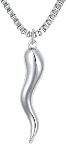 CEKAMA 925 الفضة الاسترليني قلادة القرن الإيطالي للرجال النساء محظوظ كورنيكيلو سحر قلادة مع 22 + 2 بوصة مربع سلسلة إيطاليا مجوهرات عيد ميلاد الذكرى السنوية هدايا عيد الميلاد لأبي أمي بنين بنات سيارة in Kuwait