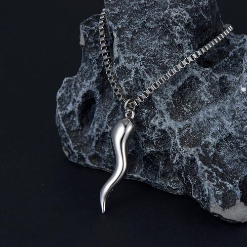 CEKAMA 925 الفضة الاسترليني قلادة القرن الإيطالي للرجال النساء محظوظ كورنيكيلو سحر قلادة مع 22 + 2 بوصة مربع سلسلة إيطاليا مجوهرات عيد ميلاد الذكرى السنوية هدايا عيد الميلاد لأبي أمي بنين بنات سيارة in Kuwait