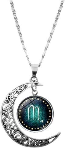 Zodiac Constellation Necklace Pendant Hollow Crescent Time Gemstone Luminous Glow Long Sweater Chain Necklace Jewelry Fashion in Saudi Arabia