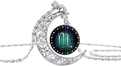 Zodiac Constellation Necklace Pendant Hollow Crescent Time Gemstone Luminous Glow Long Sweater Chain Necklace Jewelry Fashion in Saudi Arabia