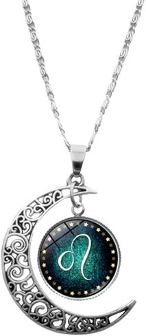 Zodiac Constellation Necklace Pendant Hollow Crescent Time Gemstone Luminous Glow Long Sweater Chain Necklace Jewelry Fashion in Saudi Arabia