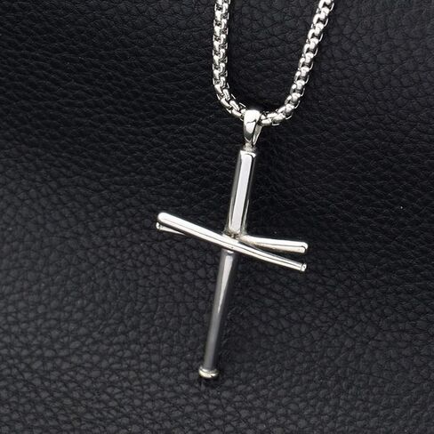 AB Max Baseball Cross Necklace for Boys - Stainless Steel Cross Necklace for Men Women Girls Baseball Chain in Saudi Arabia