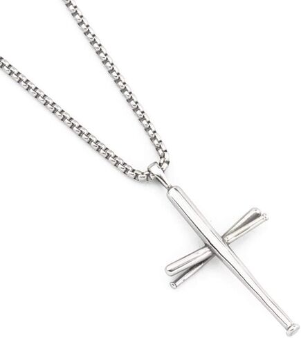 AB Max Baseball Cross Necklace for Boys - Stainless Steel Cross Necklace for Men Women Girls Baseball Chain in Saudi Arabia
