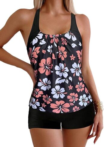Verdusa Women's 2 Pieces Floral Printed Spaghetti Strap Swimming Suit Sportswear Set in Saudi Arabia