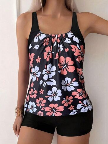 Verdusa Women's 2 Pieces Floral Printed Spaghetti Strap Swimming Suit Sportswear Set in Saudi Arabia
