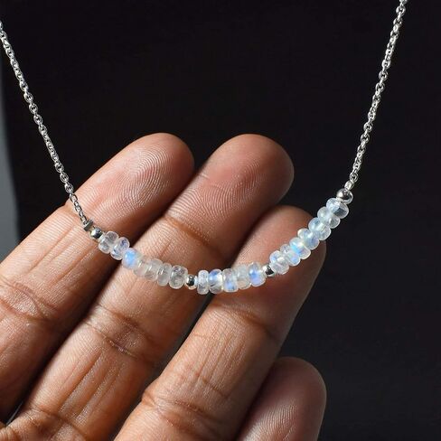 Gempires Moonstone Beads Bar Bracelet, Dainty Crystal Bracelets, New Beginnings Jewelry, 8 inch Adjustable Silver Plated in Saudi Arabia