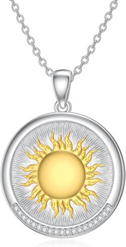 LWXIE Diamond Sun Coin Necklace for Women 925 Sterling Silver Sun Pendant Necklace Christmas Jewelry Gifts for Women Mom Wife Daughter Girlfriend Her in Kuwait