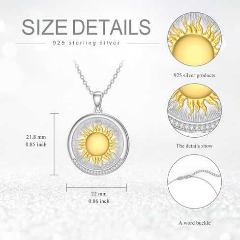 LWXIE Diamond Sun Coin Necklace for Women 925 Sterling Silver Sun Pendant Necklace Christmas Jewelry Gifts for Women Mom Wife Daughter Girlfriend Her in Kuwait
