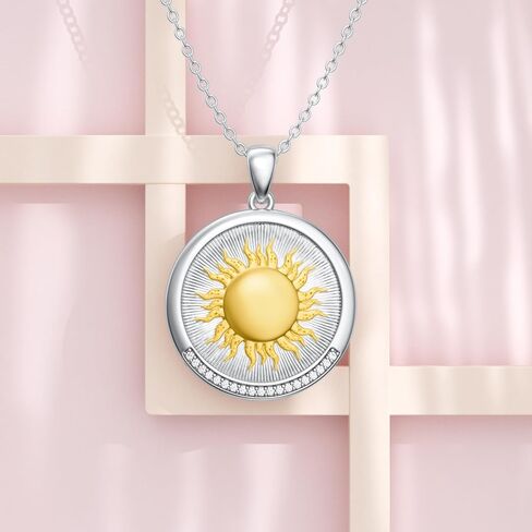 LWXIE Diamond Sun Coin Necklace for Women 925 Sterling Silver Sun Pendant Necklace Christmas Jewelry Gifts for Women Mom Wife Daughter Girlfriend Her in Kuwait