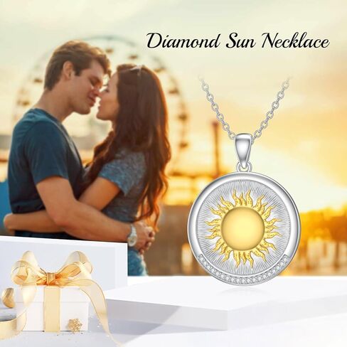 LWXIE Diamond Sun Coin Necklace for Women 925 Sterling Silver Sun Pendant Necklace Christmas Jewelry Gifts for Women Mom Wife Daughter Girlfriend Her in Kuwait