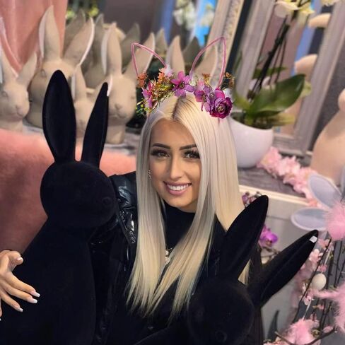 Bubbmi Easter Bunny Headband with Artificial Flowers Crown, Rabbit Long Ear Hairbands Festival Costume Hair Accessories for Girls Women (pink) in Saudi Arabia