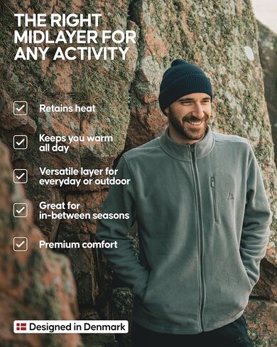 سترة DANISH ENDURANCE للرجال من الصوف الدقيق، حرارية، سحاب كامل، قابلة للتنفس in Kuwait