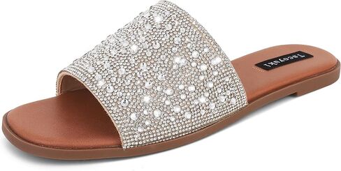Tscoyuki Slides Sandals for Women Basic Slip On Flat Sandals Open Toe Comfort Beach Sandals Slippers for Casual Dressy Summer in Saudi Arabia