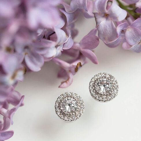 A+O Bridesmaid Gift, Crystal Stud Post or Clip-on Earrings in Silver, Gold, Rose Gold in Kuwait