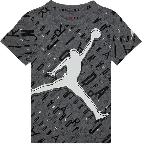 تي شيرت Jordan Boy's Jumpman HBR مطبوع بالكامل بأكمام قصيرة (الأطفال الصغار/الأطفال الصغار) Carbon Heather 6 (طفل صغير) in Kuwait