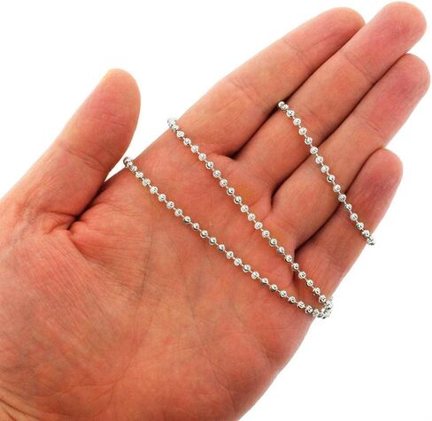 Verona Jewelers 925 Sterling Silver Italian 1.5MM, 2MM,3MM,4MM,5MM Silver Bead Ball Chain Necklace, Sterling Silver Bead Necklace, Italian Bead Necklace, Solid Dog Tag Chain Army Necklace in Saudi Arabia