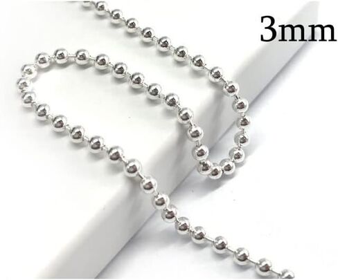 Verona Jewelers 925 Sterling Silver Italian 1.5MM, 2MM,3MM,4MM,5MM Silver Bead Ball Chain Necklace, Sterling Silver Bead Necklace, Italian Bead Necklace, Solid Dog Tag Chain Army Necklace in Saudi Arabia
