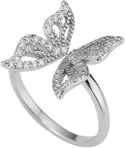 NewZenro Luxury CZ Butterfly Open Ring for Women Teenage Girls Elegant 925 Sterling Silver Cubic Zirconia Engagement Statement Adjustable Knuckles Finger Rings for Her Girlfriend Wedding Birthday in Saudi Arabia