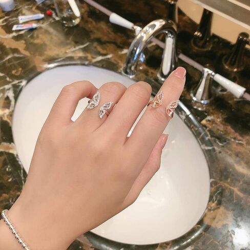 NewZenro Luxury CZ Butterfly Open Ring for Women Teenage Girls Elegant 925 Sterling Silver Cubic Zirconia Engagement Statement Adjustable Knuckles Finger Rings for Her Girlfriend Wedding Birthday in Saudi Arabia