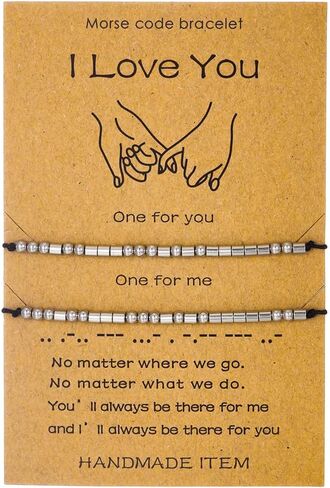 RINTOLER Stainless Steel Morse Code Bracelet for Women Men, Pinky Promise Couple Distance Matching Secret Message Bracelet Handmade Adjustable Bracelet in Saudi Arabia