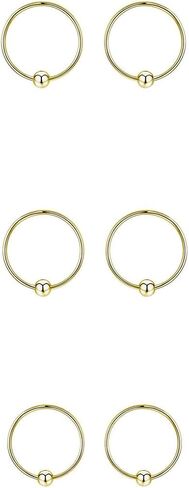 Sterling Silver Cartilage Earrings Gold/Black/Rose Hypoallergenic Mini Tiny Small Huggie Hoops Ear Piercing Helix Endless Ball Bead Nose Sleeper Earrings for Women in Saudi Arabia