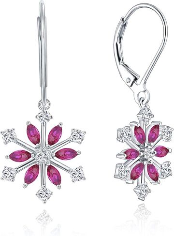 JO WISDOM 925 Sterling Silver White/Blue CZ Snowflake Leverback Earrings Drop & Dangle Earrings in Saudi Arabia