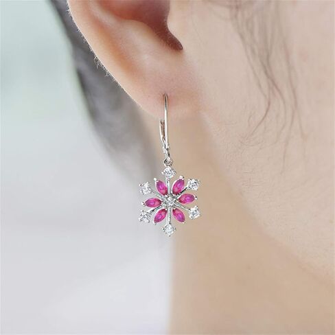 JO WISDOM 925 Sterling Silver White/Blue CZ Snowflake Leverback Earrings Drop & Dangle Earrings in Saudi Arabia
