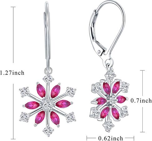 JO WISDOM 925 Sterling Silver White/Blue CZ Snowflake Leverback Earrings Drop & Dangle Earrings in Saudi Arabia