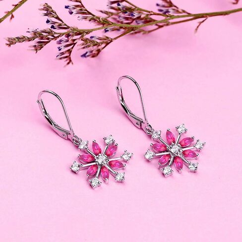 JO WISDOM 925 Sterling Silver White/Blue CZ Snowflake Leverback Earrings Drop & Dangle Earrings in Saudi Arabia
