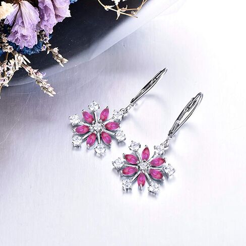 JO WISDOM 925 Sterling Silver White/Blue CZ Snowflake Leverback Earrings Drop & Dangle Earrings in Saudi Arabia