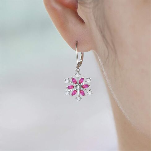 JO WISDOM 925 Sterling Silver White/Blue CZ Snowflake Leverback Earrings Drop & Dangle Earrings in Saudi Arabia